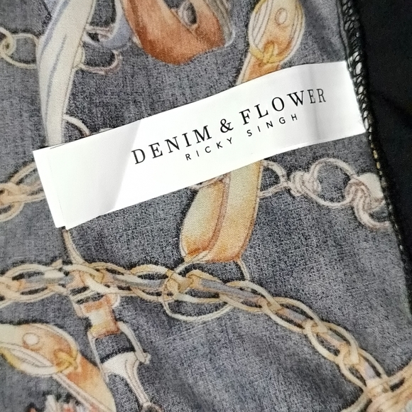 Denim & Flower Bomber by Ricky Singh Mens Horse Bit & Chain Equestrian Pattern - Picture 6 of 11
